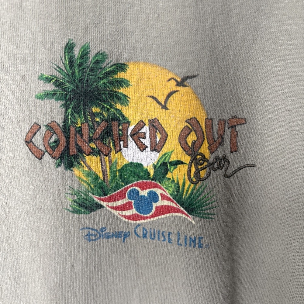 Disney Cruise Line DCL Green CONCHED OUT BAR Castaway Cay T-Shirt VTG XL - Picture 4 of 6